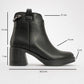 Mier - Black Chain Detail Chunky Heel Boot (Women)