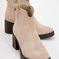 Mier - Beige Suede Chain Detail Chunky Heel Boot (Women)