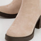 Mier - Beige Suede Chain Detail Chunky Heel Boot (Women)