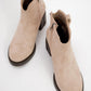 Mier - Beige Suede Chain Detail Chunky Heel Boot (Women)