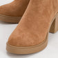 Mier - Cognac Suede Chain Detail Chunky Heel Boot (Women)