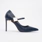 Pattaya - Navy Stone-Embellished Stiletto Pump (Women)