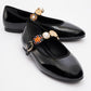 Lauras - Black Patent Embellished Ballet Flat (Women)