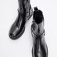 Stone - Black Flat Heel Buckle Elastic Zip Ankle Boot (Women)