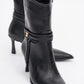Berton - Black Zippered Pointed Toe High Heel Boot (Women)