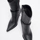 Berton - Black Zippered Pointed Toe High Heel Boot (Women)