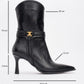 Berton - Black Zippered Pointed Toe High Heel Boot (Women)