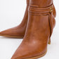 Berton - Cognac Zippered Pointed Toe High Heel Boot (Women)