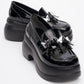 Indios - Black Patent Butterfly Buckle Wedge Heel Casual Shoe (Women)