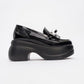 Indios - Black Patent Butterfly Buckle Wedge Heel Casual Shoe (Women)
