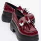 Indios - Burgundy Patent Butterfly Buckle Wedge Heel Casual Shoe (Women)