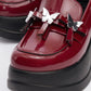 Indios - Burgundy Patent Butterfly Buckle Wedge Heel Casual Shoe (Women)
