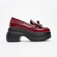 Indios - Burgundy Patent Butterfly Buckle Wedge Heel Casual Shoe (Women)
