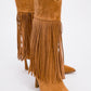 Gueras - Cognac Fringed Pointed Toe High Heel Boot (Women)