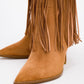 Gueras - Cognac Fringed Pointed Toe High Heel Boot (Women)