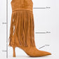 Gueras - Cognac Fringed Pointed Toe High Heel Boot (Women)