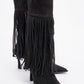 Gueras - Black Fringed Pointed Toe High Heel Boot (Women)