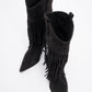 Gueras - Black Fringed Pointed Toe High Heel Boot (Women)