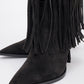 Gueras - Black Fringed Pointed Toe High Heel Boot (Women)
