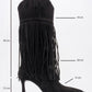 Gueras - Black Fringed Pointed Toe High Heel Boot (Women)