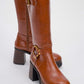 Rock - Cognac Buckle Zip Platform Heel Boot (Women)