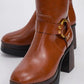 Rock - Cognac Buckle Zip Platform Heel Boot (Women)