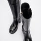 Rock - Black Buckle & Zip Platform Heel Boot (Women)