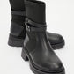 Elena - Black Flat Belted Boot (Women)
