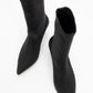 Thalin - Black Stretch Pointed Toe Slim Heel Boot (Women)