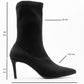 Thalin - Black Stretch Pointed Toe Slim Heel Boot (Women)