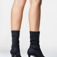 Thalin - Black Stretch Pointed Toe Slim Heel Boot (Women)
