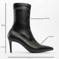 Thalin - Black Pointed Toe Side-Zip Stiletto Heel Boot (Women)