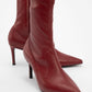 Thalin - Burgundy Pointed Toe Side-Zip Stiletto Heel Boot (Women)