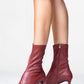 Thalin - Burgundy Pointed Toe Side-Zip Stiletto Heel Boot (Women)