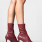 Thalin - Burgundy Pointed Toe Side-Zip Stiletto Heel Boot (Women)