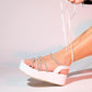 Titan - White Embellished Ankle-Tie Platform Sandal (Women)