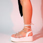 Titan - White Embellished Ankle-Tie Platform Sandal (Women)