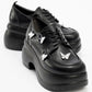 Vaness - Black Lace-Up Butterfly Buckle Wedge Heel Casual Shoe (Women)