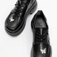 Vaness - Black Lace-Up Butterfly Buckle Wedge Heel Casual Shoe (Women)