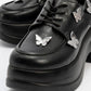 Vaness - Black Lace-Up Butterfly Buckle Wedge Heel Casual Shoe (Women)