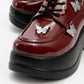 Vaness - Burgundy Patent Lace-Up Butterfly Buckle Wedge Heel Casual Shoe (Women)