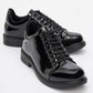 Festy - Black Patent Elastic Lace-Up Casual Shoe (Women)