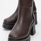 Olia - Brown Block Heel Boot (Women)