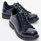 Festy - Navy Patent Elastic Lace-Up Casual Shoe (Women)