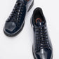 Festy - Navy Patent Elastic Lace-Up Casual Shoe (Women)