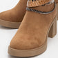 Boliva - Cognac Buckled Chain Block Heel Boot (Women)