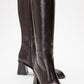 Paradis - Brown Block Heel Knee-High Boot (Women)