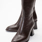 Paradis - Brown Block Heel Knee-High Boot (Women)