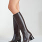 Paradis - Brown Block Heel Knee-High Boot (Women)