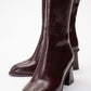 Paradis - Burgundy Block Heel Knee-High Boot (Women)